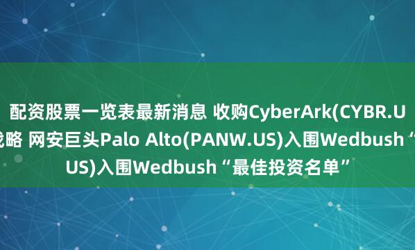 配资股票一览表最新消息 收购CyberArk(CYBR.US)夯实平台化战略 网安巨头Palo Alto(PANW.US)入围Wedbush“最佳投资名单”