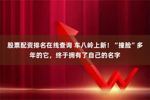 股票配资排名在线查询 车八岭上新！“撞脸”多年的它，终于拥有了自己的名字